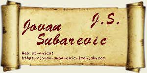 Jovan Šubarević vizit kartica